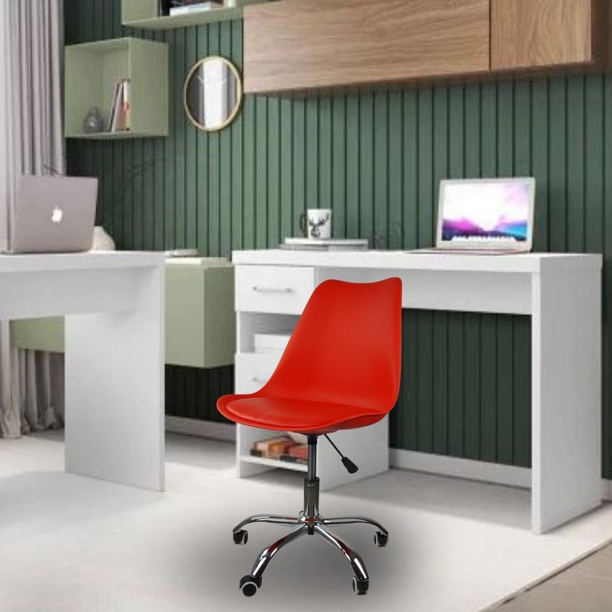 Cadeira Office com Rodizio Giratória Saarinen - Vermelho - 10