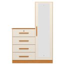 Ver imagem 1 de Cômoda Guarda-roupa Caribe 4 Gavetas 1 Porta com Espelho Cinamomo/off White