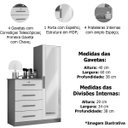 Ver imagem 4 de Cômoda Guarda-roupa Caribe 4 Gavetas 1 Porta com Espelho Cinamomo/off White