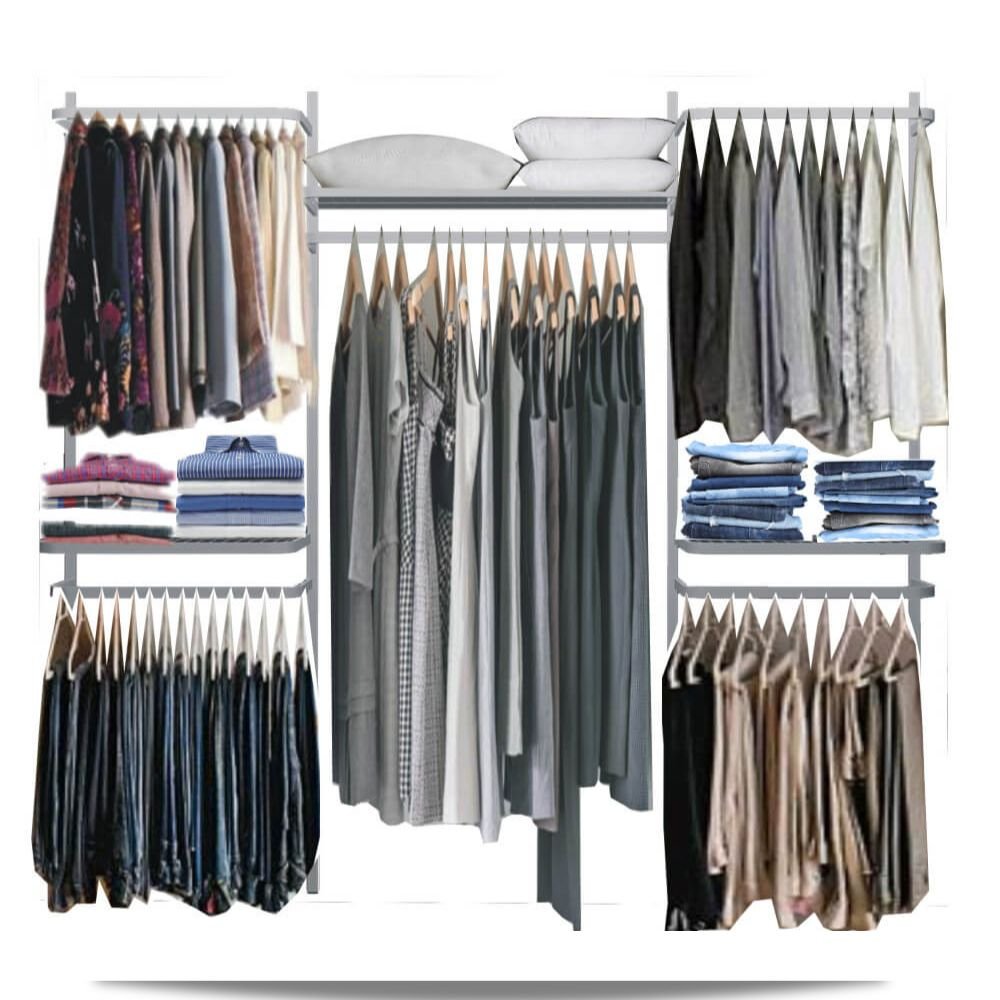 Closet arara aramado trilho parede super resistente moderno 2,20 BR