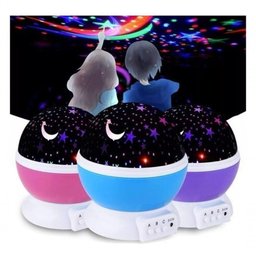 Luminaria Abajur Rotativa Festa Criança Neon Quarto Projetor Luz Ceu Estrelas Rosa - 2