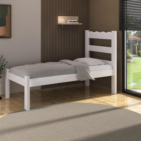 Cama de Solteiro Madeira Maciça com Colchão Incluso Multimóveis