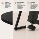 Ver imagem 3 de Mesa Requinte de Jantar Reunião Redonda Estilo Industrial MDF e Aço Moderna Preto/Pé Preto Lh Móveis