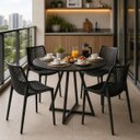 Ver imagem 2 de Mesa Requinte de Jantar Reunião Redonda Estilo Industrial MDF e Aço Moderna Preto/Pé Preto Lh Móveis
