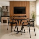 Ver imagem 3 de Mesa de Jantar e Reunião Redonda Estilo Industrial Mdf e Aço Moderna
