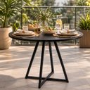 Ver imagem 1 de Mesa Requinte de Jantar Reunião Redonda Estilo Industrial MDF e Aço Moderna Preto/Pé Preto Lh Móveis