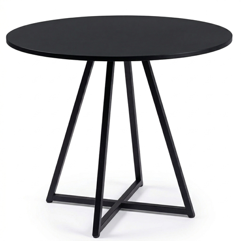 Mesa de Jantar e Reunião Redonda Estilo Industrial Mdf e Aço Moderna