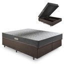 Ver imagem 1 de Cama Baú Queen 158x198 Courino Linho Marrom com Dual Firm Espuma Ecoflex