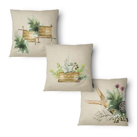Kit 3 Capas de Almofada 43x43cm - Floral - Tecido Veludo 100% Poliéster