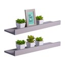 Ver imagem 1 de Kit 2 Prateleiras Porta Quadros 80 X 10cm Cinza Claro Suporte Invisível