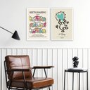 Ver imagem 2 de Kit 2 Quadros Artes Keith Haring - Candy Colors 33x24cm:madeira Branca