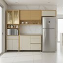 Ver imagem 3 de Armário de Cozinha Completa 100% Mdf 8 Portas 4 Gavetas Cléo Madeirado/off White Nesher