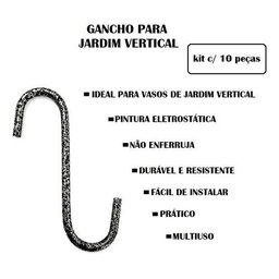 10 Ganchos P/ Vaso de Parede Jardim Vertical e Treliça 8cm - 3