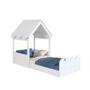 Ver mais imagens de Cama Infantil Montessoriana Casinha Solteiro Branco com Grade de Proteção - Completa Móveis