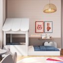 Ver imagem 3 de Cama Infantil Montessoriana Casinha Solteiro Branco com Grade de Proteção - Completa Móveis