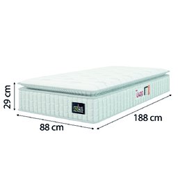 Cama Box Colchão Solteiro Espuma D45 Lazio Pillow Top 88x188x67cm Branco / Cinza Hellen - 5