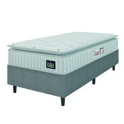 Cama Box Colchão Solteiro Espuma D45 Lazio Pillow Top 88x188x67cm Branco / Cinza Hellen - 1
