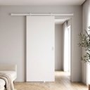 Ver imagem 1 de Porta Branca Sarrafeada Lisa 110x210cm + Kit de Correr