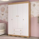 Ver imagem 1 de Guarda-roupa Infantil 122cm 4 Portas e 2 Gavetas Realeza Multimóveis Mp4453 Madeirado/branco