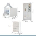 Ver imagem 3 de Quarto de Bebê Completo com Berço + Guarda Roupa e Cômoda Tigus Lara MDF Branco