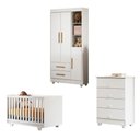 Ver imagem 1 de Quarto de Bebê Completo com Berço + Guarda Roupa e Cômoda Tigus Lara MDF Branco