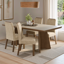 Ver imagem 1 de Conjunto Sala de Jantar Tampo de Madeira 4 Cadeiras Rustic/Crema/Imperial Arles Madesa