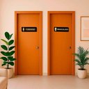 Ver imagem 3 de Kit 2 Placas Acrílicas Sinalizadoras Banheiro Feminino e Masculino