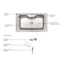 Ver imagem 2 de Cuba de Sobrepor Tramontina Morgana Maxi 78 Fxcor Aço Inox com Acabamento Escovado com Válvula Dosad