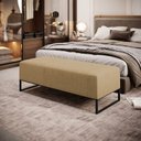 Ver imagem 2 de Kit 02 Puffs Decorativo Sala de Estar Bali W01 Base Ferro 120x50 cm Linho Bege Escuro - Lyam Decor