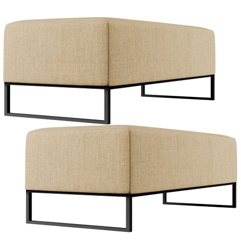 Kit 02 Puffs Decorativo Sala de Estar Bali W01 Base Ferro 120x50 cm Linho Bege Escuro - Lyam Decor