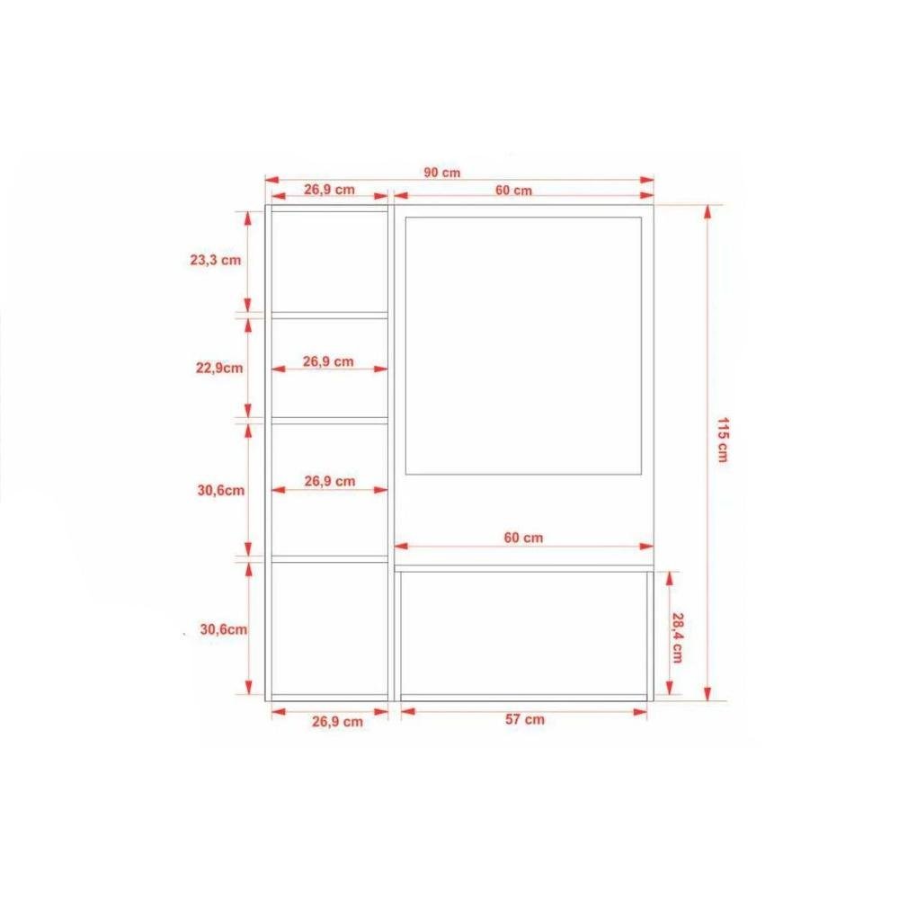 Bancada de Banheiro Suspenso Bn3604 2 Portas Cor Mármore Branco - Tecno Mobili - 4