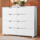 Ver imagem 2 de Comoda Doble 8 Gavetas Quarto Branco com Freijo Vistas Flex - Albatroz