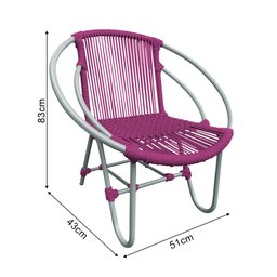 Cadeira Decorativa Julia em Corda Náutica e Base em Alumínio Cinza/rosa - 4