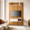 Ver imagem 4 de Painel para TV 50 pol com Bancada Suspensa 120cm Summit B01 Cinamomo Off White - Lyam Decor