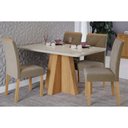 Ver imagem 1 de Conjunto: Mesa Sala Jantar Maitê Tampo Madeirado C/ Vidro 130x80cm e 4 Cadeiras Fernanda Nature/off