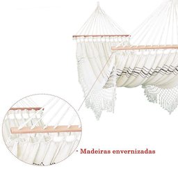 Rede Grande de Dormir Americana com Madeira Várias Cores Cor:cru - 2