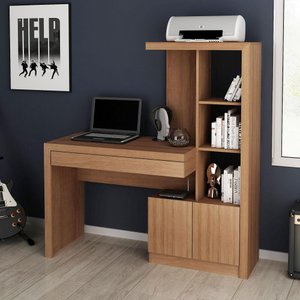 Estante Escrivaninha com 1 Gaveta e 3 Nichos - Amêndoa