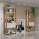 Ver imagem 2 de Kit 2 Estantes Funcional 2 Gavetas 1 Porta Freijó Off White Dalla Costa