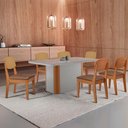 Ver imagem 1 de Mesa de Jantar Isadora 180cm Tampo Mdf Vidro com 6 Cadeiras Copper Premium