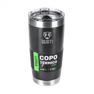 COPO TÉRMICO COM TAMPA 591ML PRETO - CPCT591 QUATI