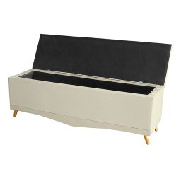 Recamier Calçadeira Baú Helena King 195 Cm Botão Encapados Pés Palito Suede Porcelana Eli Móveis - 2