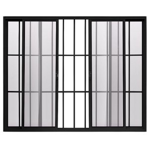 Janela de alumínio 04 folhas com grade preto - 120x120