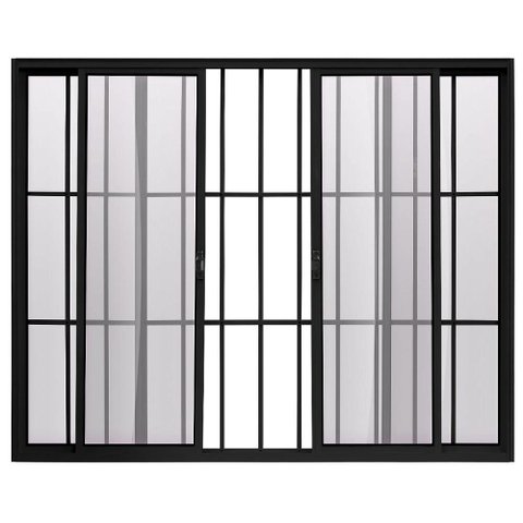 Janela de alumínio 04 folhas com grade preto - 120x120