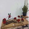 Kit banheiro decorativo pratico 6 peças artesanal rústico ferro flores - 6