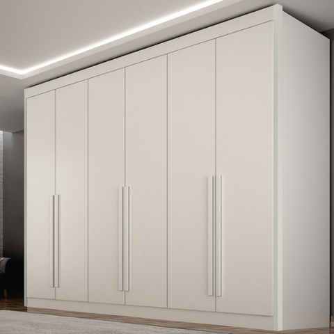 Guarda Roupa Diamante Gold 6 Pts Branco - Leifer