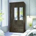 Ver imagem 1 de Guarda Roupa Roupeiro Quarto Dormitório Solteiro Casal Star 3.2 com Espelho Marrom Madeira Escura