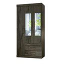 Ver imagem 2 de Guarda Roupa Roupeiro Quarto Dormitório Solteiro Casal Star 3.2 com Espelho Marrom Madeira Escura