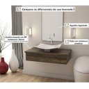 Ver mais imagens de Bancada para Banheiro 80cm com Cuba Folha F44 e Espelheira 801W Metrópole Marrom/Carvalho Dark