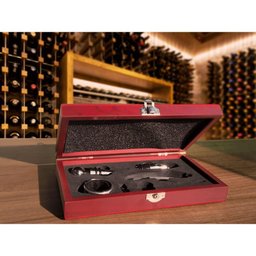 Kit Acessórios Vinho 5 Peça Dosador Saca Rolha Caixa Madeira - 6