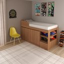 Ver imagem 2 de Cama Solteiro Com Escrivaninha Para Colchão 88 X 188Cm Multimóveis Vcr35067 Amêndoa Amêndoa